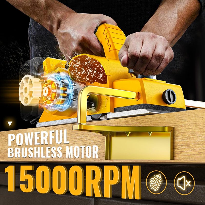 MtiolHig Cordless Electric Hand Planer: 3-1/4-Inch Handheld Planer Compatible with Dewalt 20V Battery (No Battery) - 15000 RPM Power Wood Planer for Woodworking, Carpentry, and Home DIY - Image 2